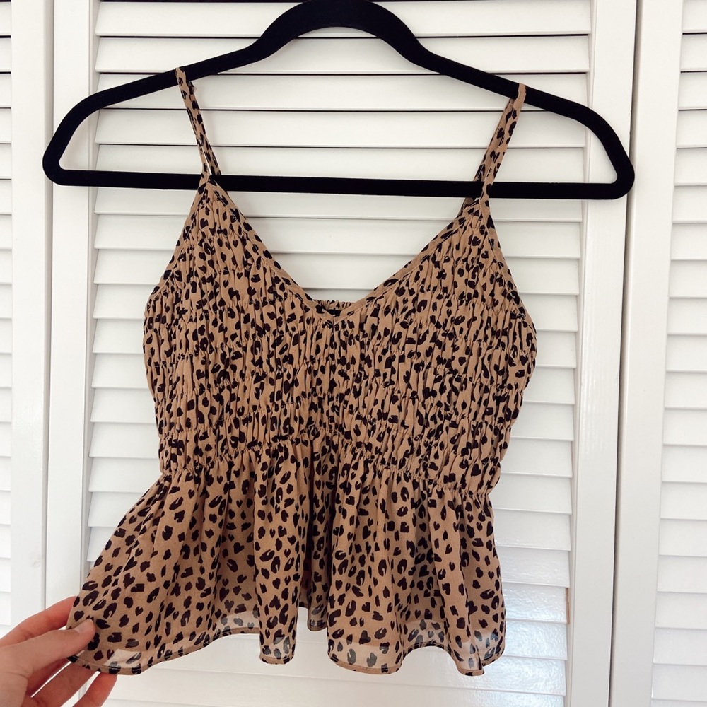 American Threads cheetah print babydoll tanktop - Picture 3 of 3